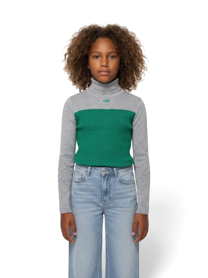 Grijs/groene pull met rolkraag Wapiti Indee 