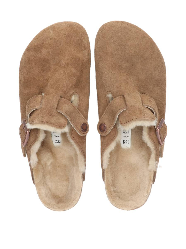 Dark tea instappers Boston shearling suede Birkenstock
