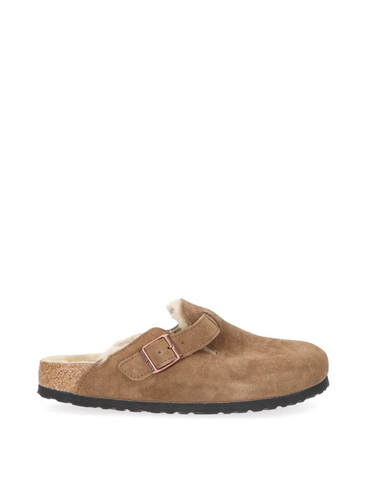 Dark tea instappers Boston shearling suede Birkenstock