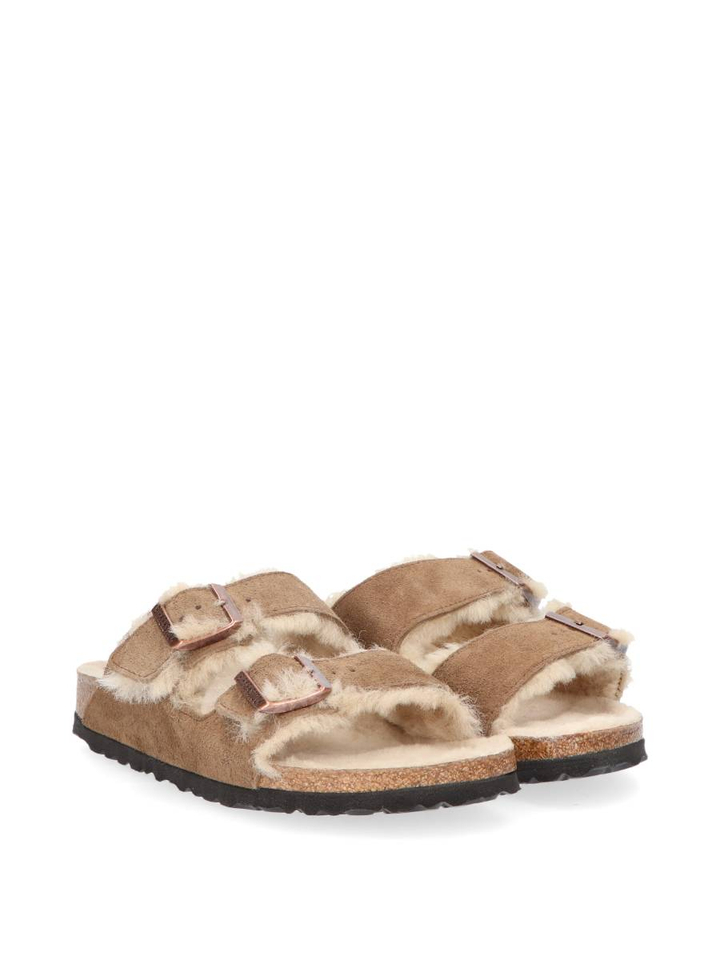 Dark tea instappers Arizona shearling suede Birkenstock