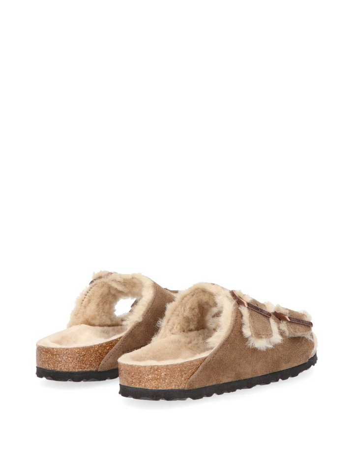 Dark tea instappers Arizona shearling suede Birkenstock