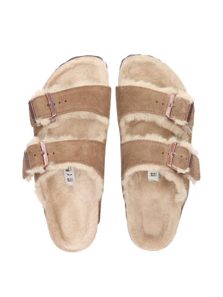 Dark tea instappers Arizona shearling suede Birkenstock