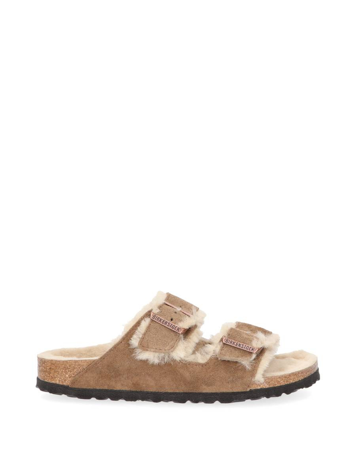 Dark tea instappers Arizona shearling suede Birkenstock