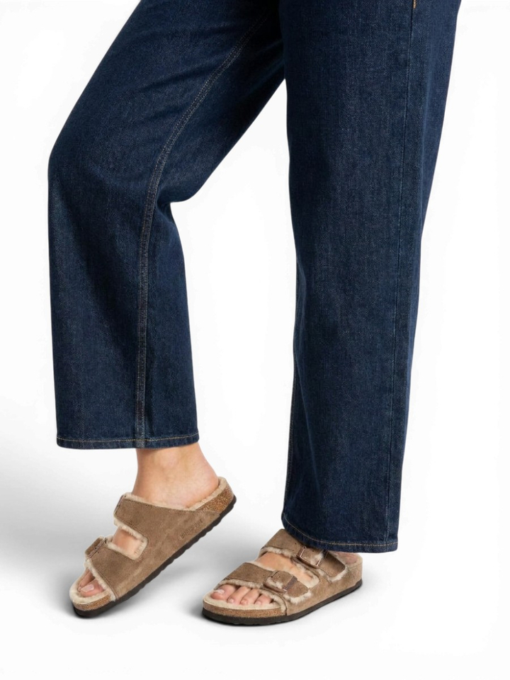 Dark tea instappers Arizona shearling suede Birkenstock 
