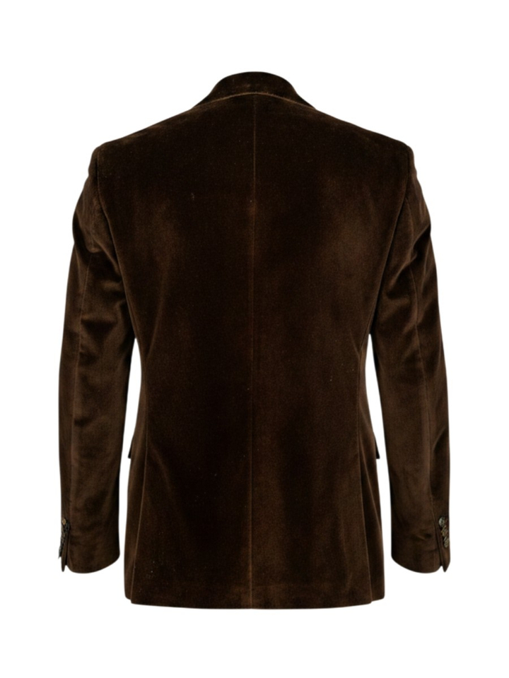 Donkerbruine blazer in velvet Sand