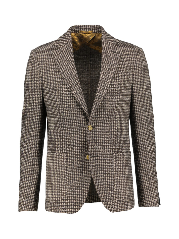Zwart en beige geruite blazer Sand