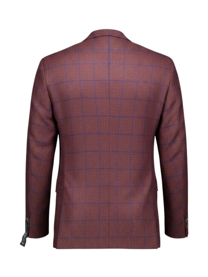 Bordeaux blazer met blauw fijn ruitmotief Sand 