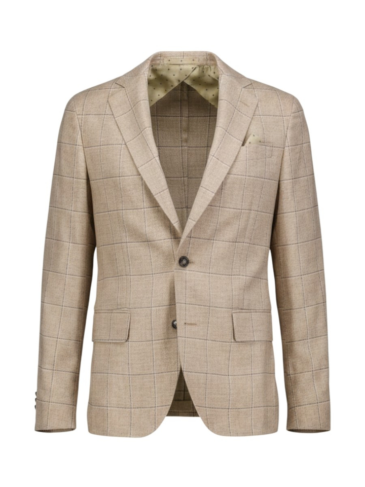 Beige blazer met fijn ruitmotief Sand 