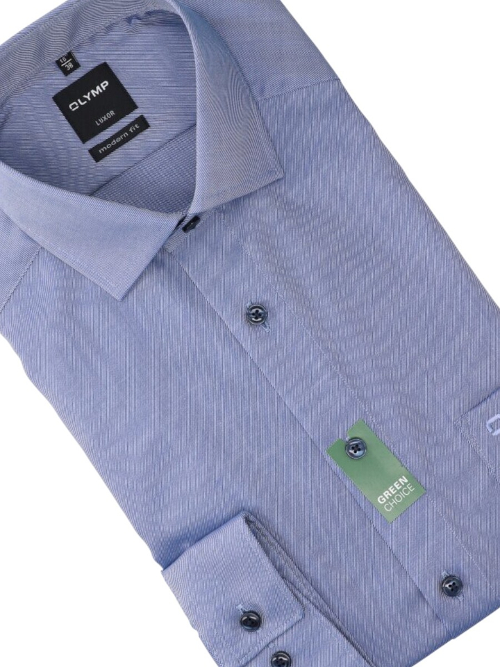 Blauw katoenen hemd regular fit met lange mouwen Olymp 
