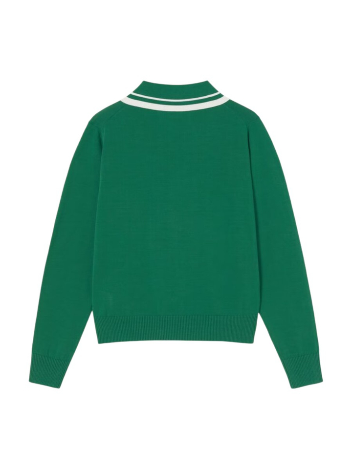 Groene polo met witte details aan de kraag The Tiny Big Sister 