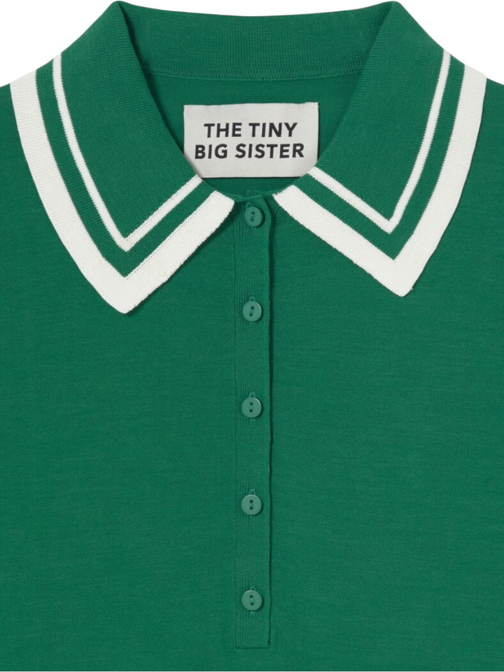 Groene polo met witte details aan de kraag The Tiny Big Sister 