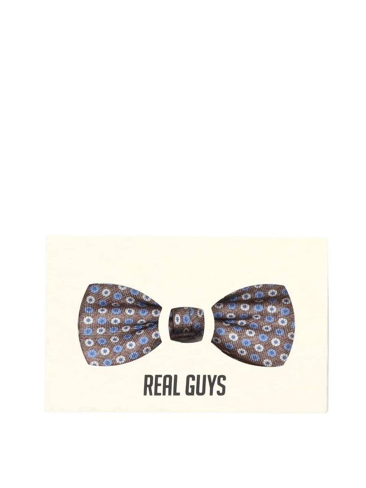 Taupe vlinderdas met blauwe print J. Ploens