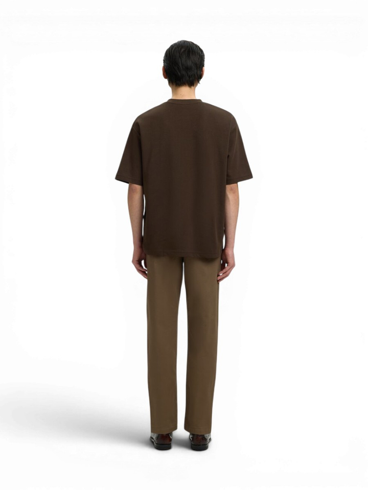 Donkebruine katoenen T-shirt Selected