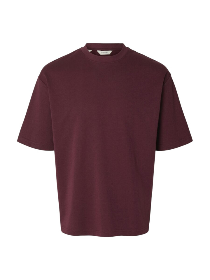 Bordeaux katoenen T-shirt Selected 