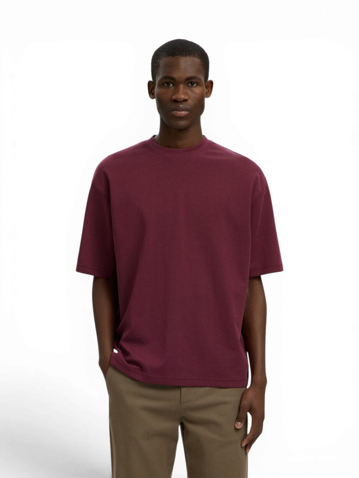Bordeaux katoenen T-shirt Selected 