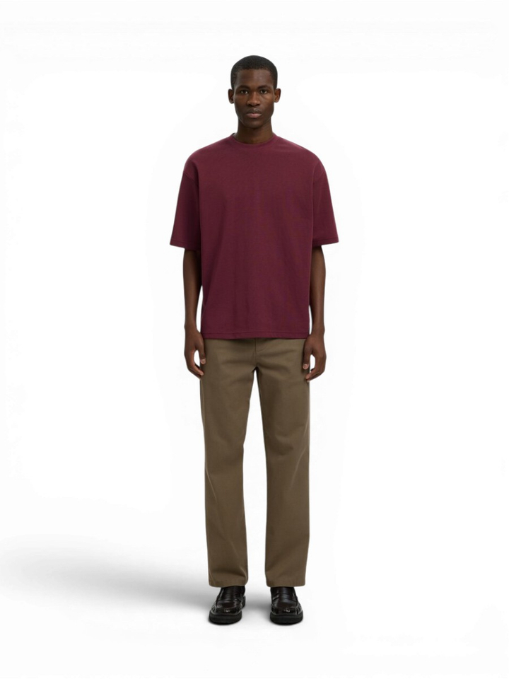 Bordeaux katoenen T-shirt Selected 
