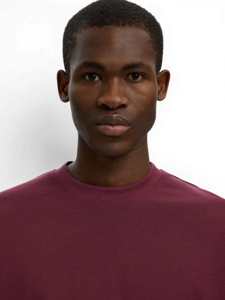 Bordeaux katoenen T-shirt Selected 