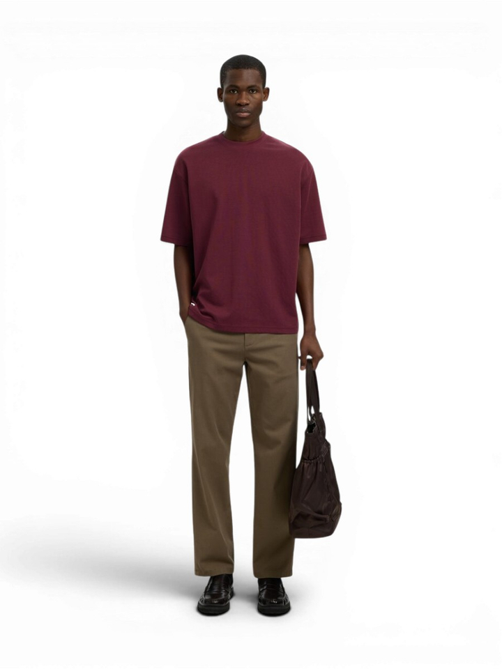 Bordeaux katoenen T-shirt Selected 