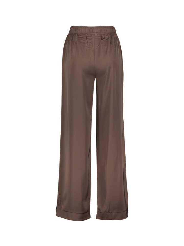 Bruine glanzende broek met elastiek Yaspelena Y.A.S
