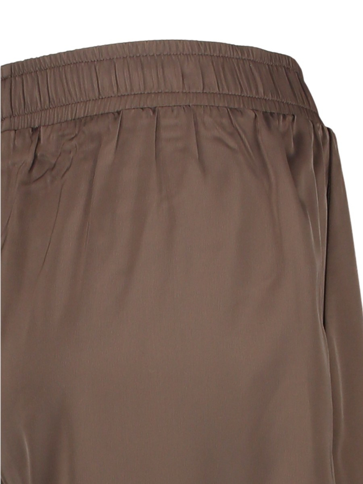 Bruine glanzende broek met elastiek Yaspelena Y.A.S