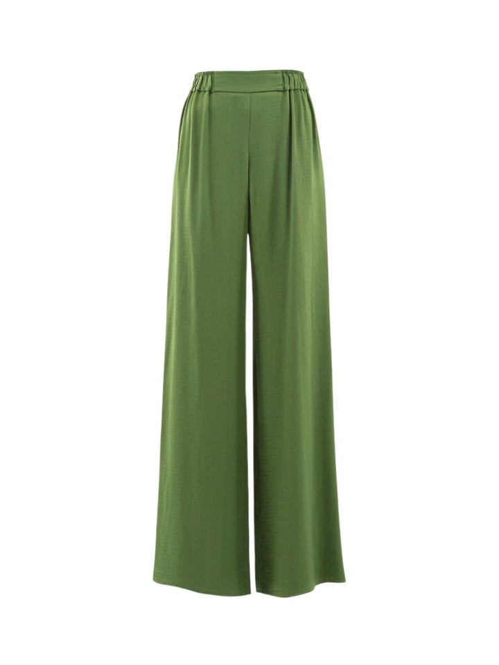Smaragdgroene glanzende losvallende broek Dusty Natan