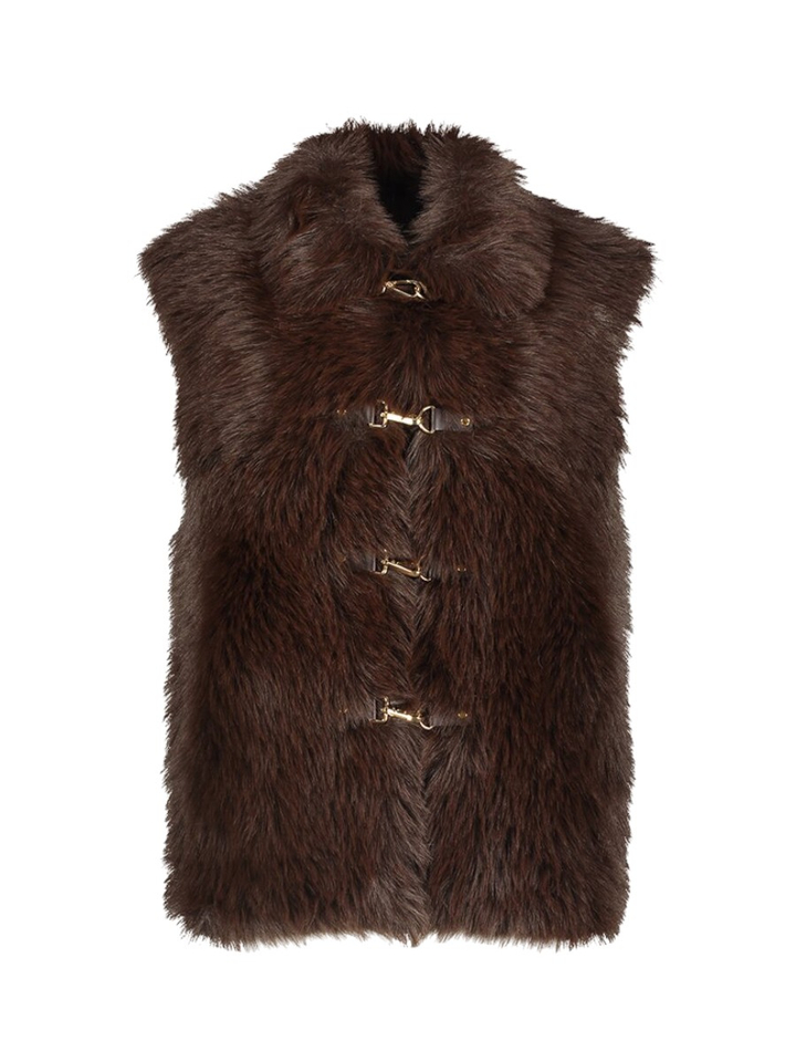 Bruine bodywarmer in imitatiebont Suedette Urbancode