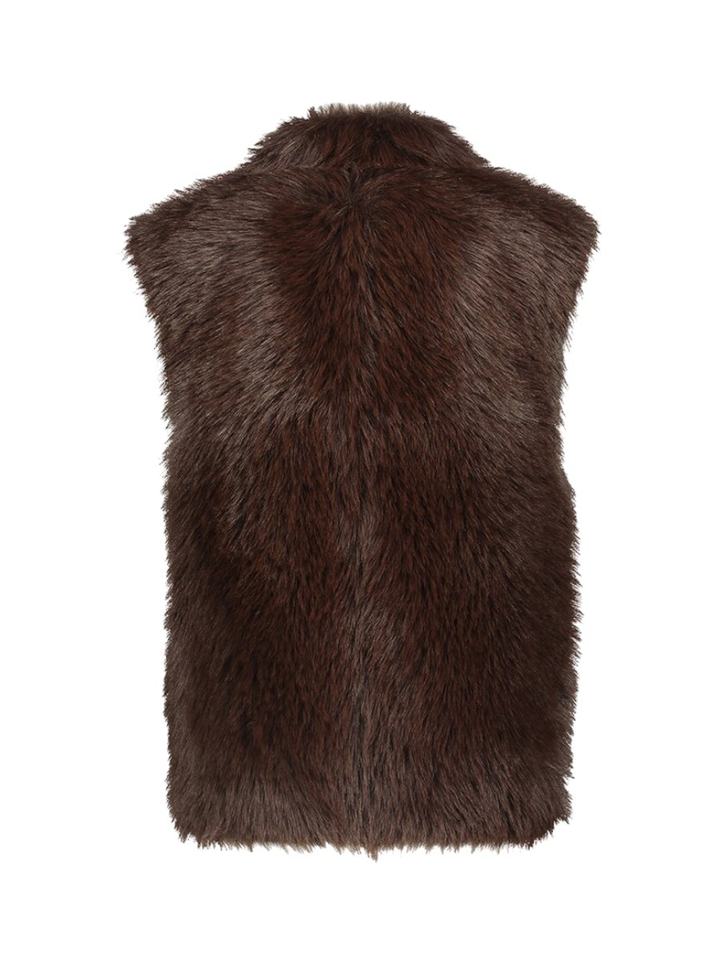 Bruine bodywarmer in imitatiebont Suedette Urbancode