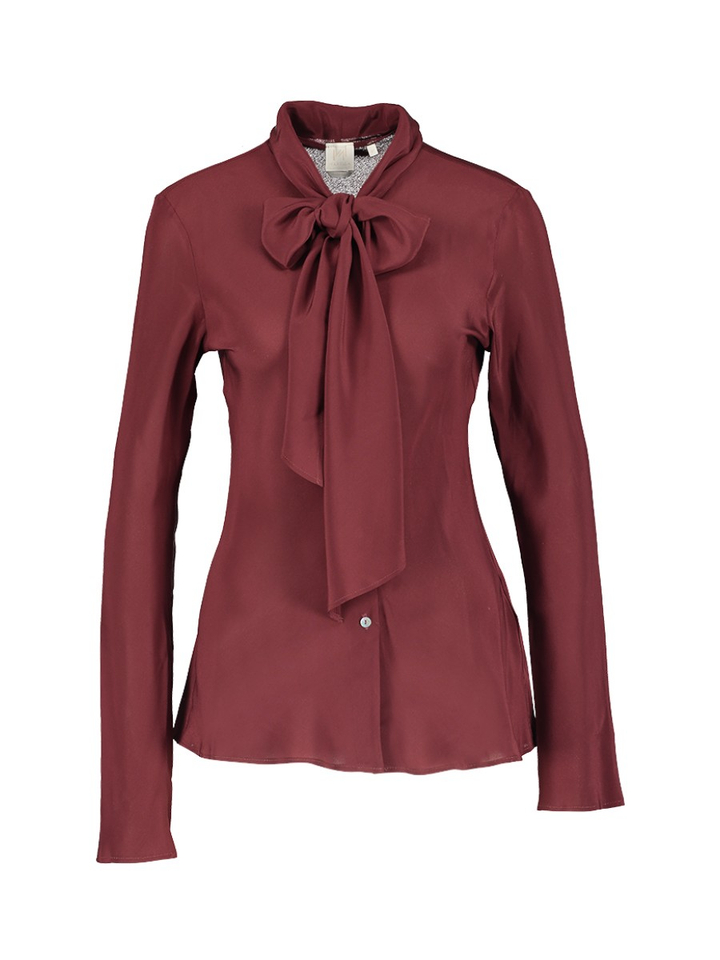 Bordeaux zijden blouse met knoopjes en detaillint Atalia Marella