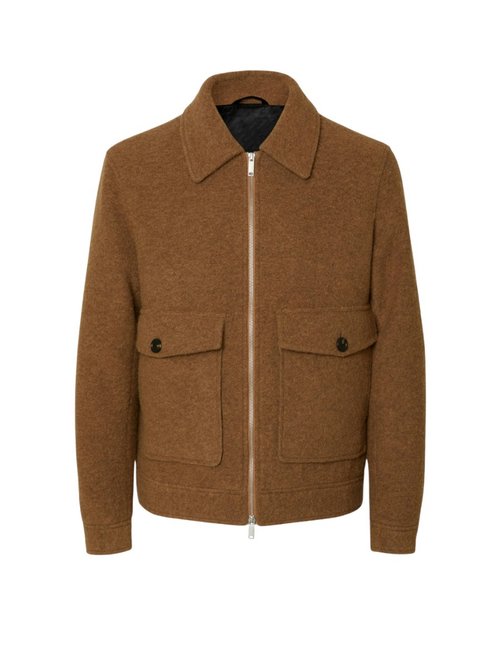 Bruine jas met zilver ritssluiting Selected Homme