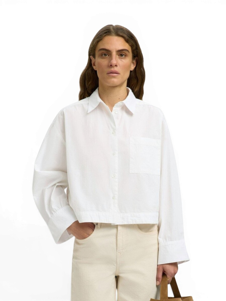 Witte katoenen cropped blouse Selected