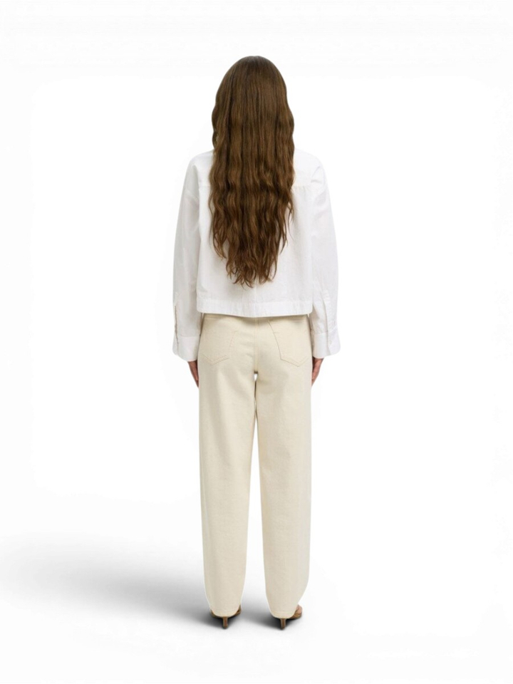 Witte katoenen cropped blouse Selected