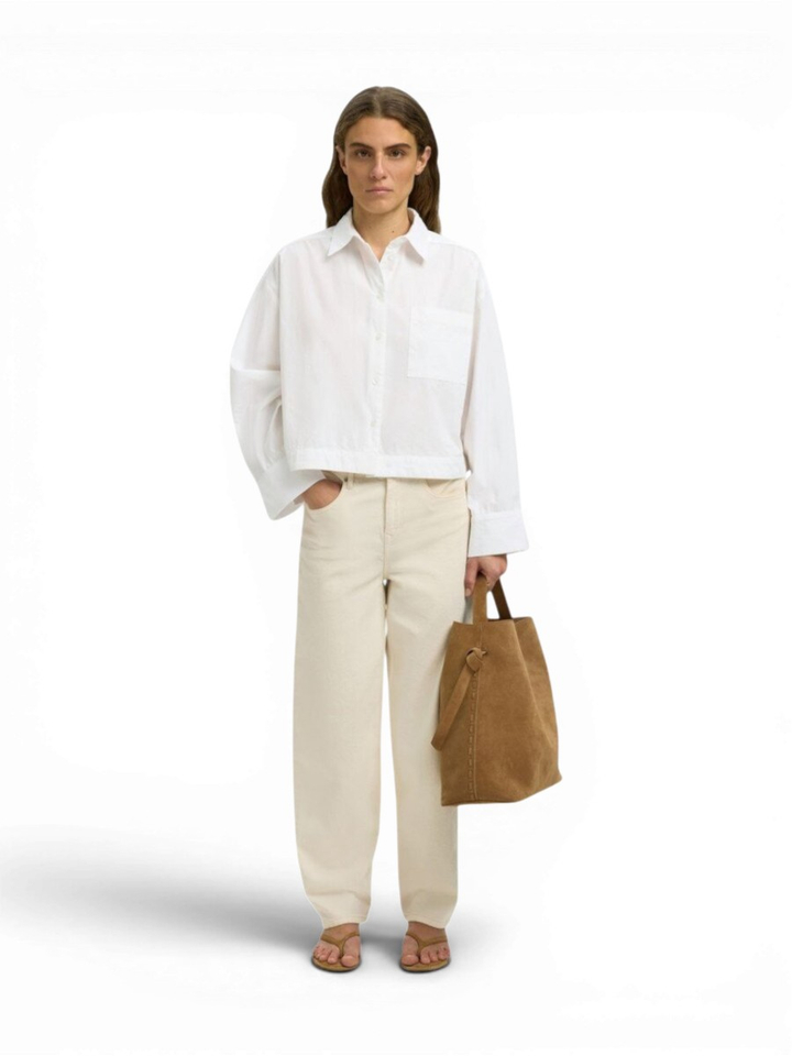 Witte katoenen cropped blouse Selected