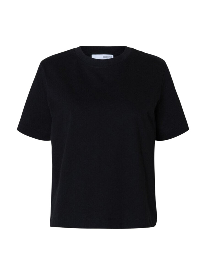Zwarte t-shirt met ronde hals Selected