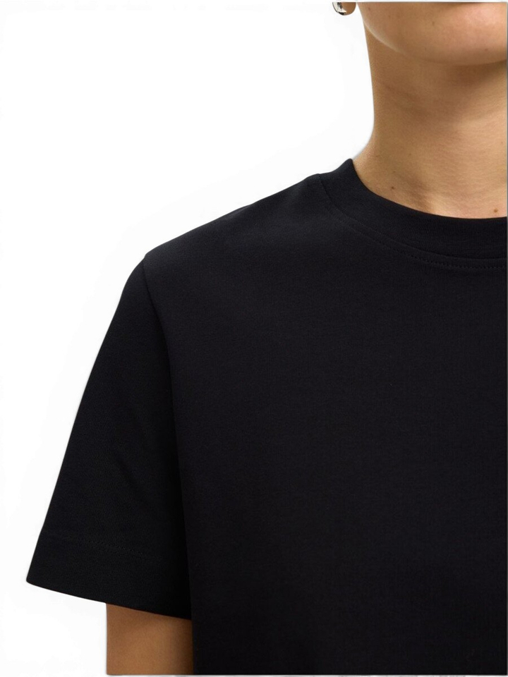 Zwarte t-shirt met ronde hals Selected