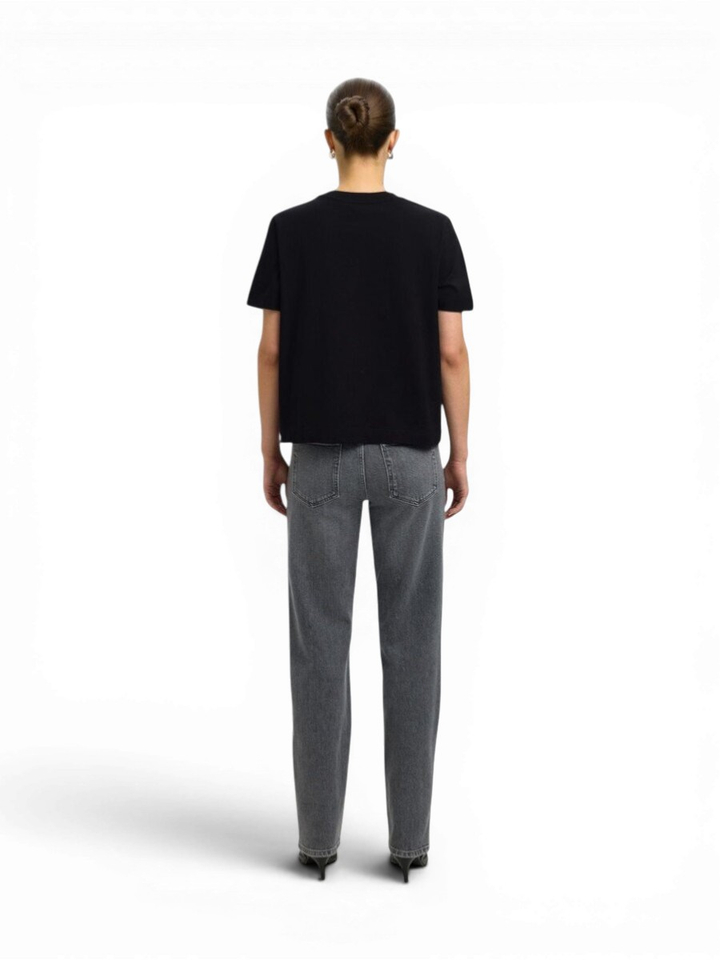 Zwarte t-shirt met ronde hals Selected