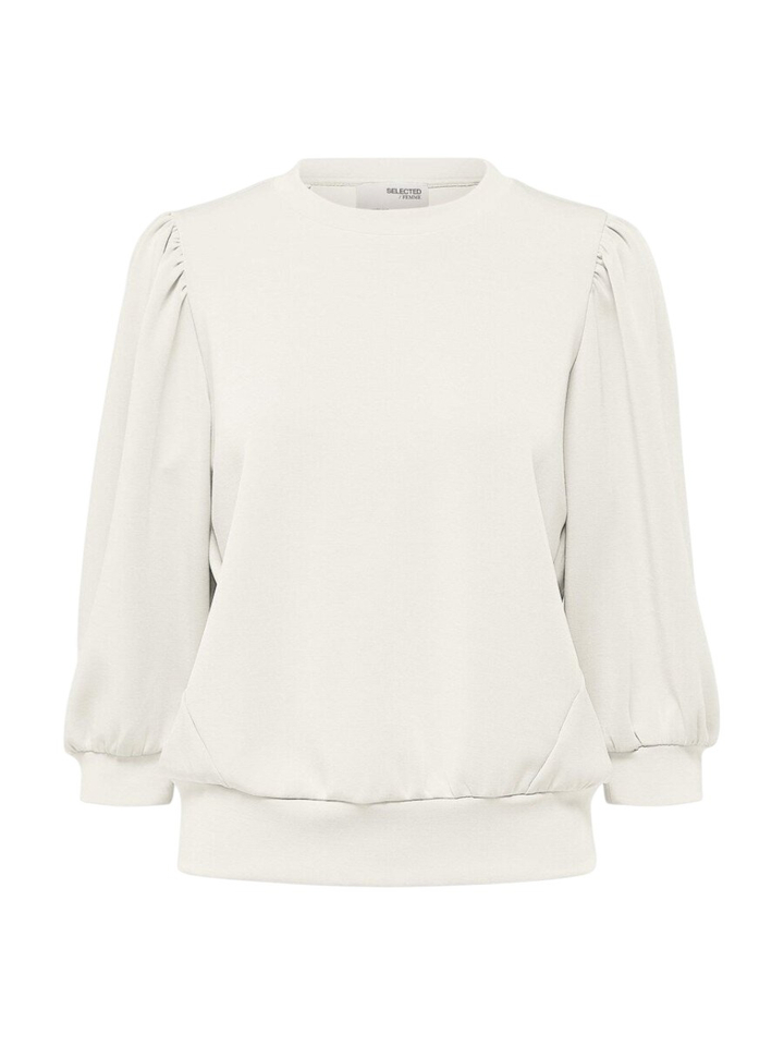 Ecru sweater met ronde hals Selected