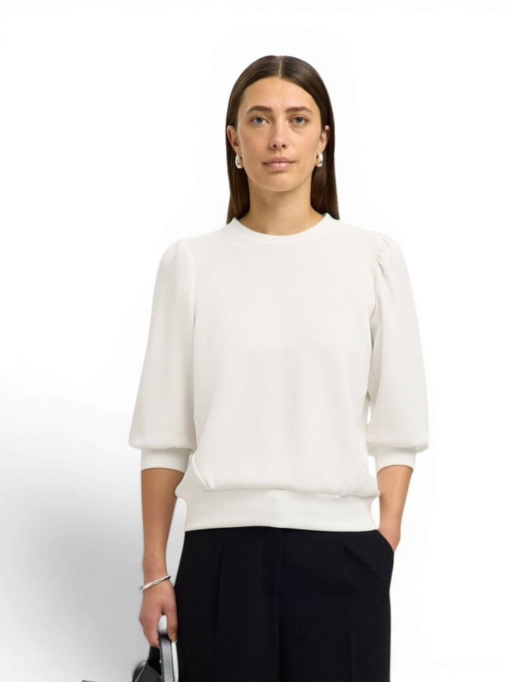 Ecru sweater met ronde hals Selected