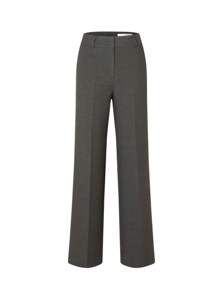 Donkergrijze geklede broek met bandplooien Selected Femme