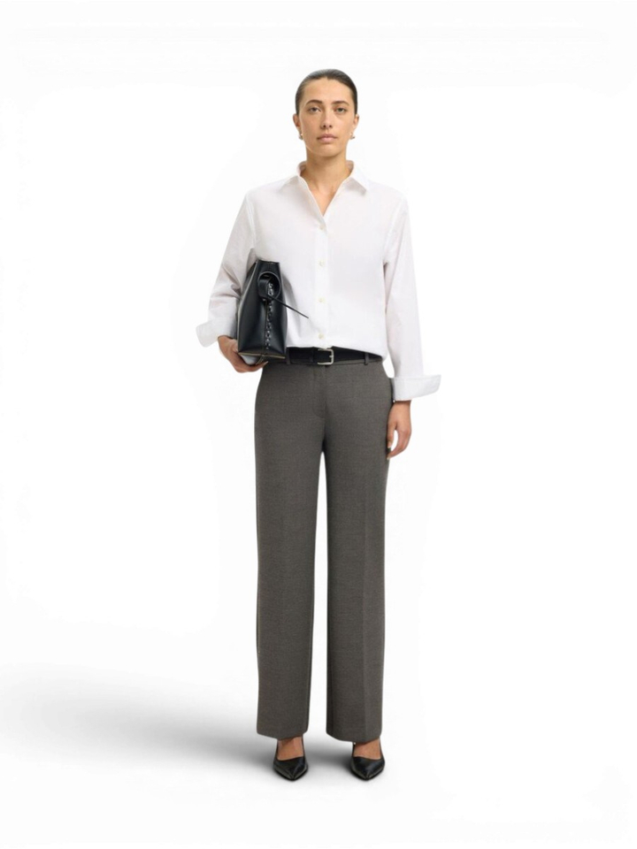 Donkergrijze geklede broek met bandplooien Selected Femme