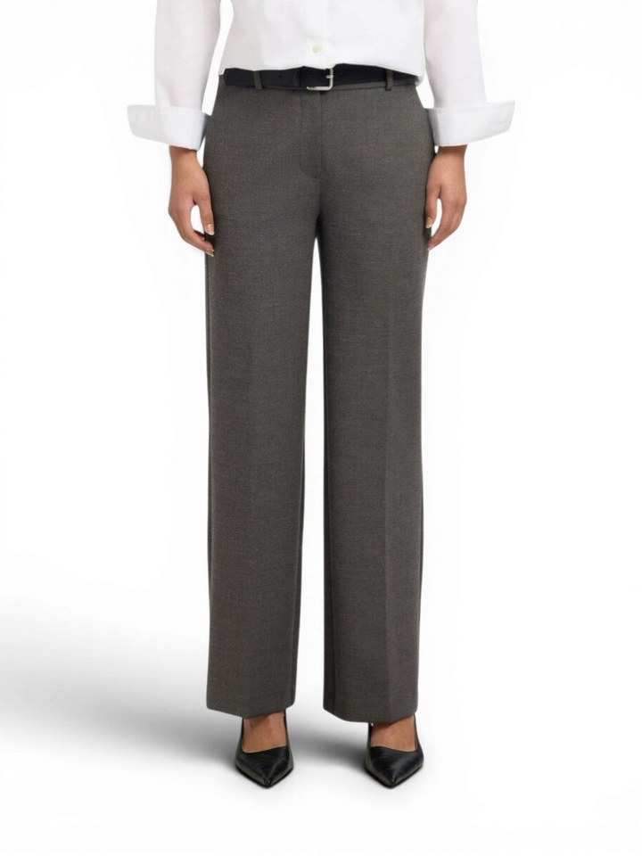 Donkergrijze geklede broek met bandplooien Selected Femme