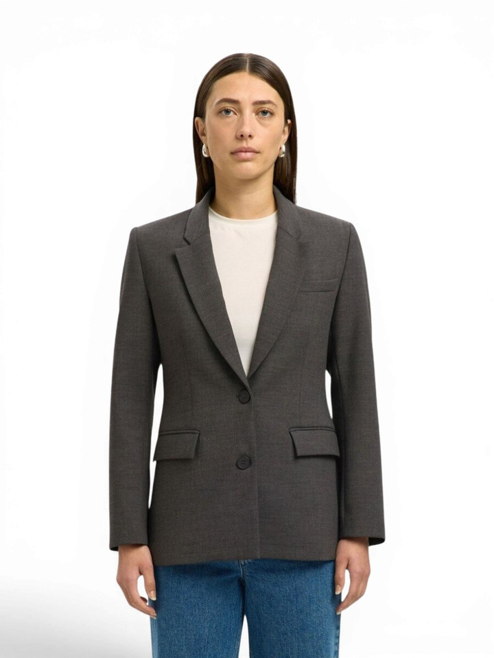 Donkergrijze geklede blazer Slfrita Selected