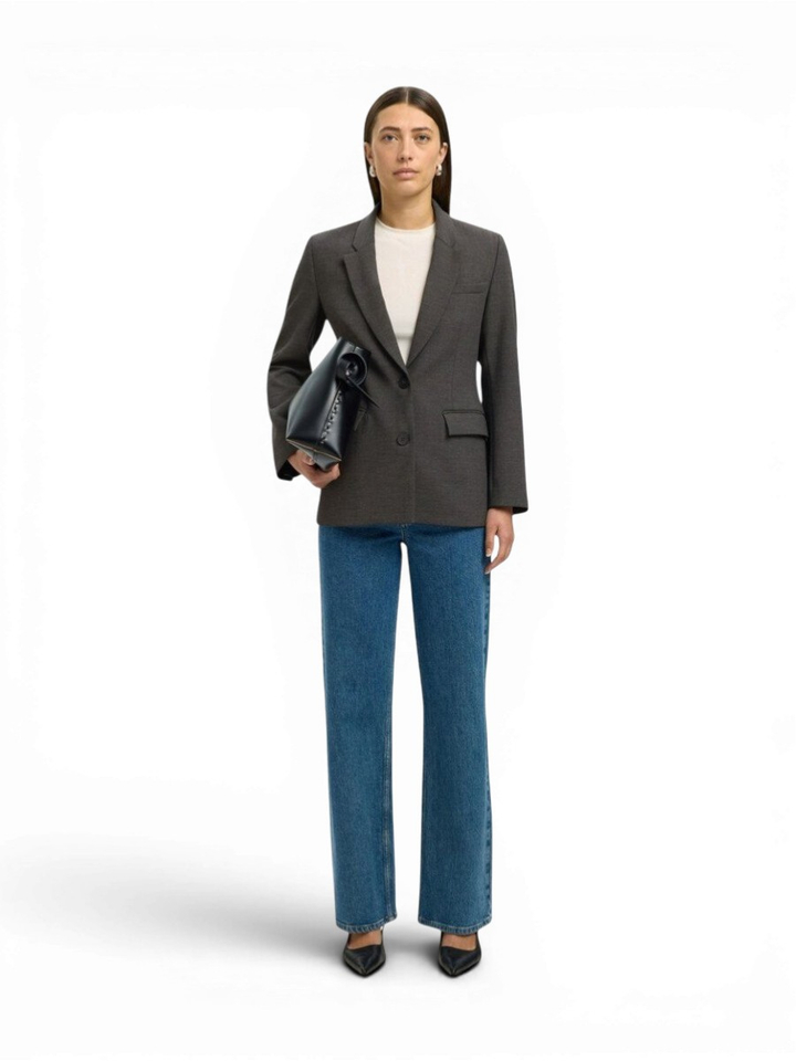 Donkergrijze geklede blazer Slfrita Selected