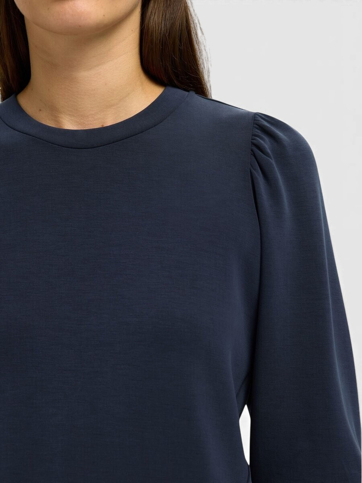 Donkerblauwe pull met driekwart mouwen Selected