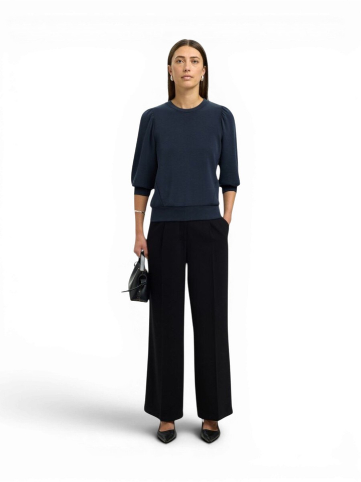 Donkerblauwe pull met driekwart mouwen Selected