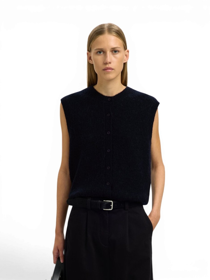 Donkerblauwe gilet zonder mouwen Slwlulu Selected