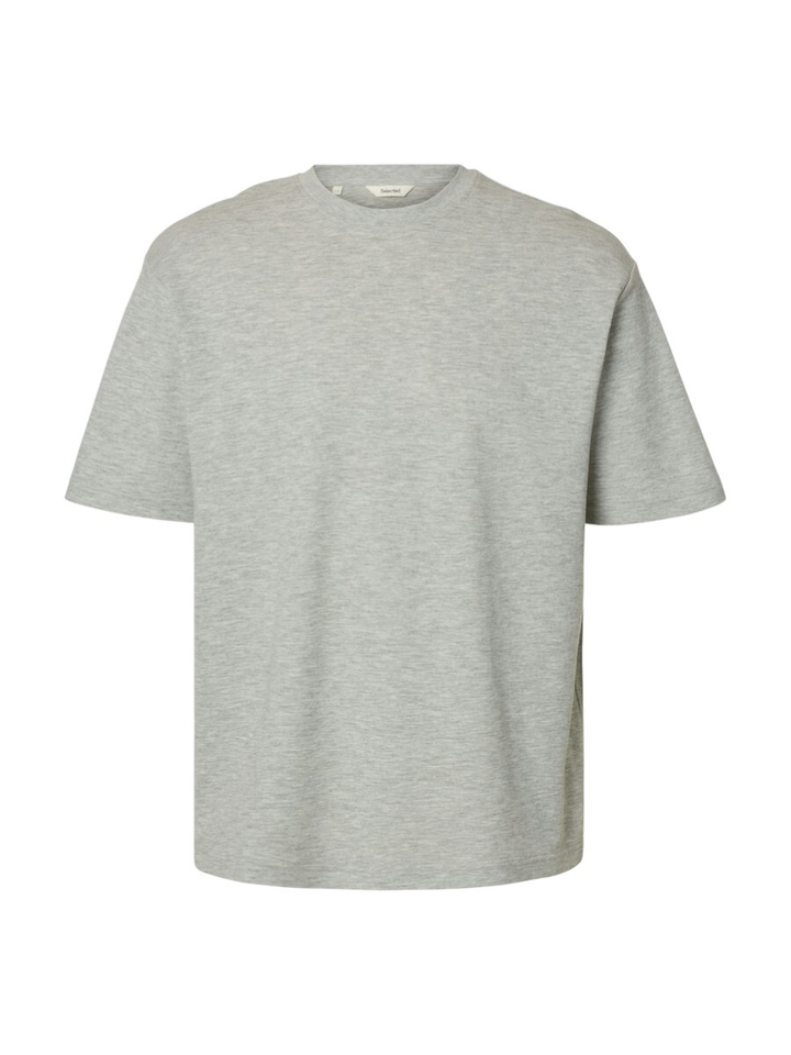 Lichtgrijze katoenen t-shirt Selected