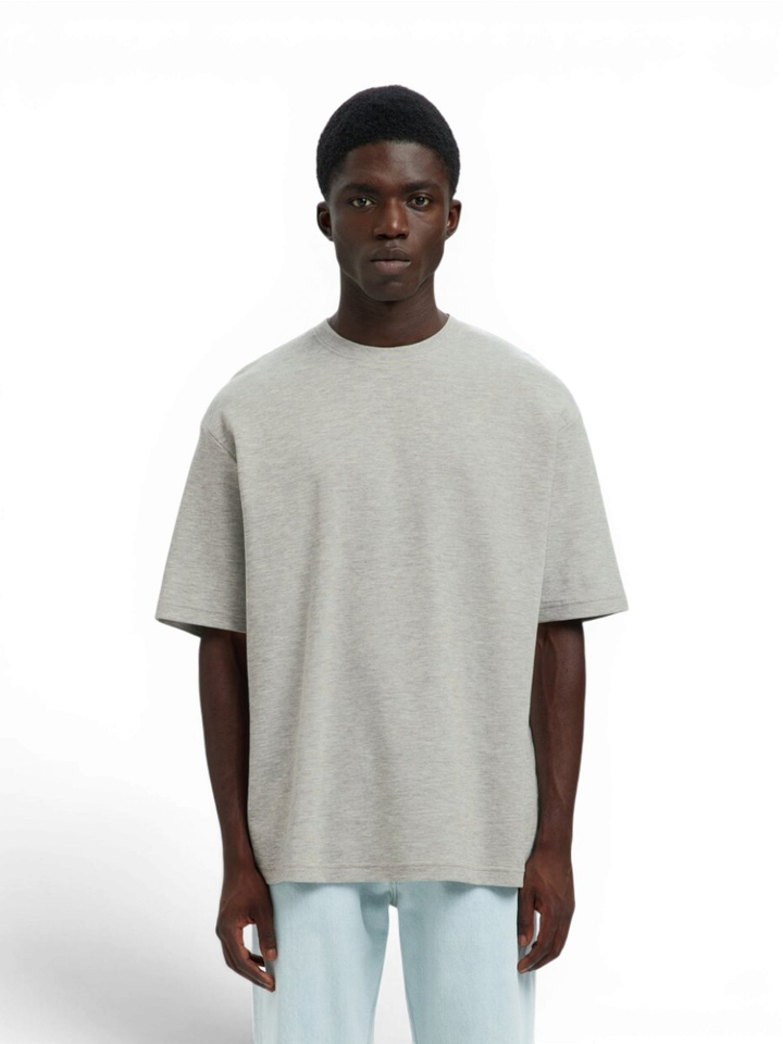 Lichtgrijze katoenen t-shirt Selected
