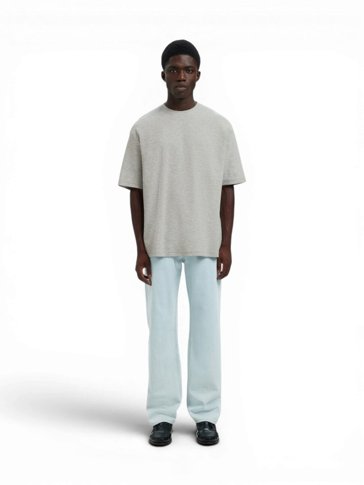 Lichtgrijze katoenen t-shirt Selected