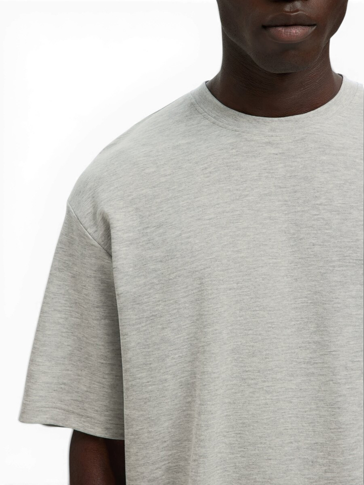 Lichtgrijze katoenen t-shirt Selected