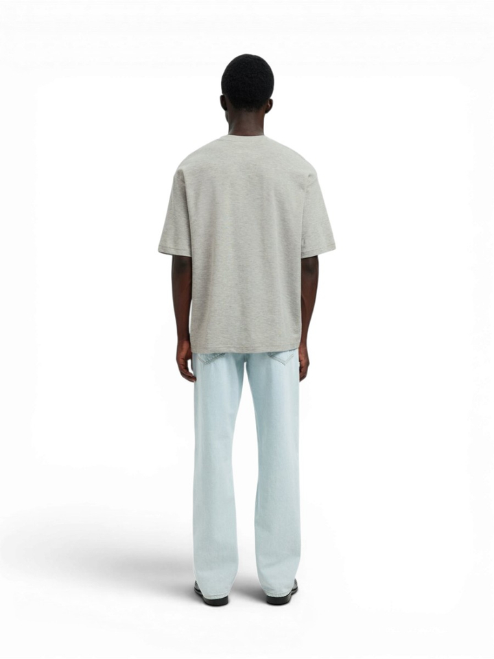 Lichtgrijze katoenen t-shirt Selected